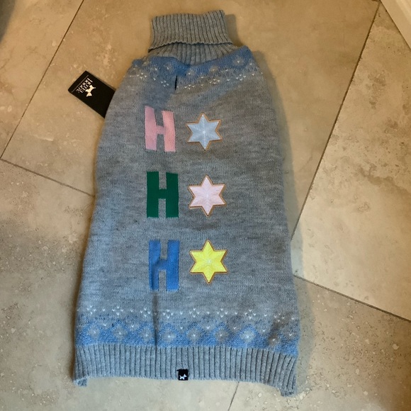 HOTEL DOGGY Christmas Graphic Knit DOG Sweater Large Light Gray BRAND NEW SZ XL - Picture 2 of 8